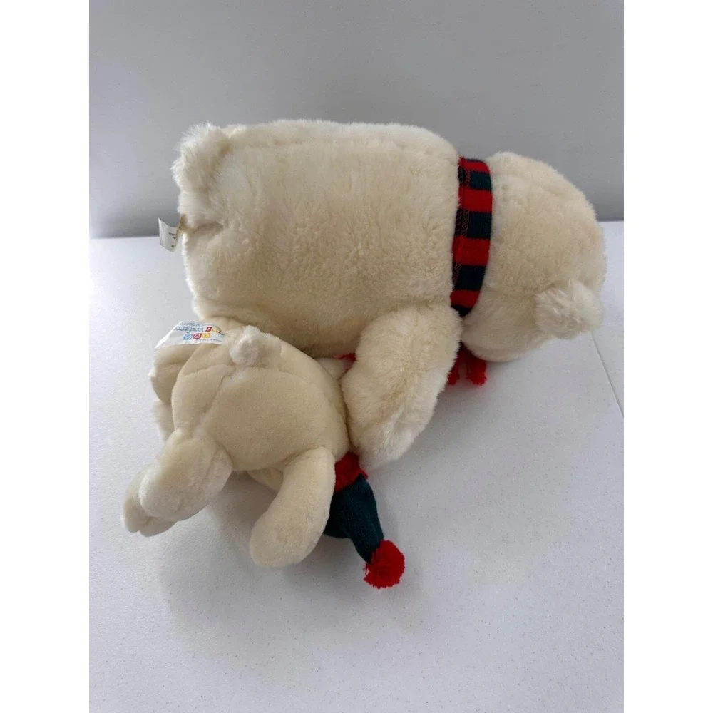 Kids Preferred Polar Bear Mama Baby Plush Set Scarf Hat Christmas 12